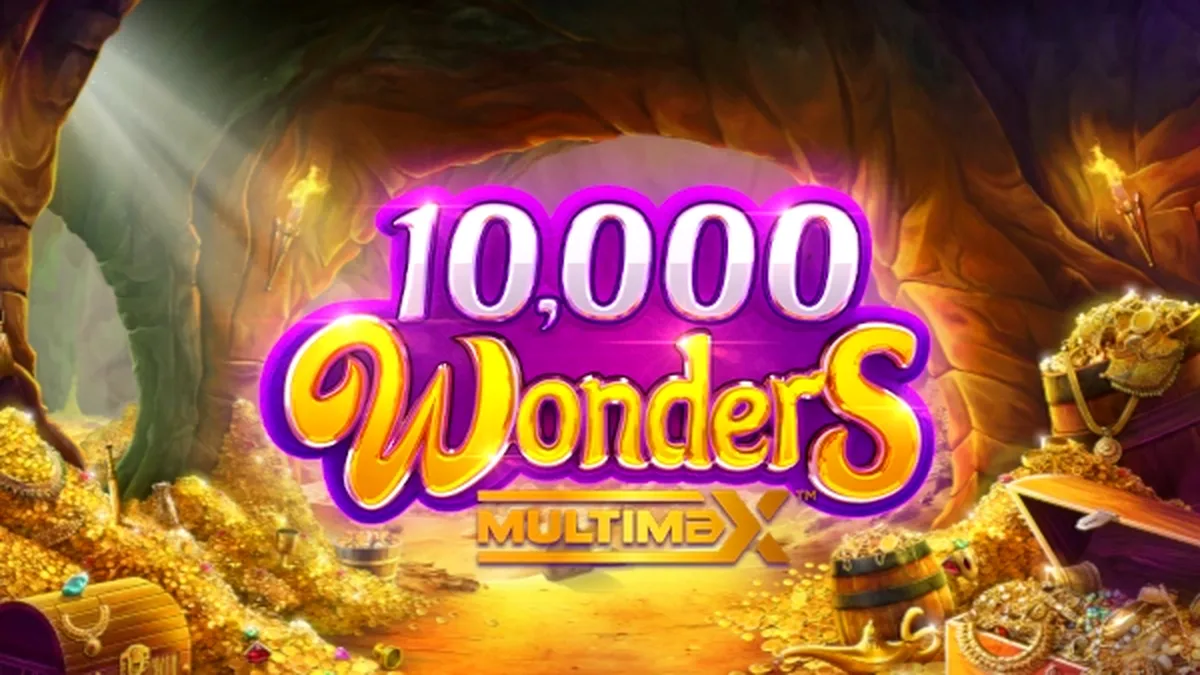 Tampilan visual utama dari slot 10,000 Wonders Multimax dengan elemen petualangan yang megah.